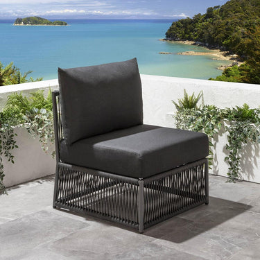 Quatropi Small Luxury Garden Sofa Modular 2 Seat Outdoor Patio Grey Rope Weave