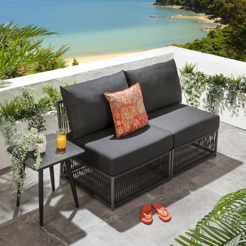 Cole Modular Outdoor Garden Sofa Set Charcoal Grey 140cm S2B