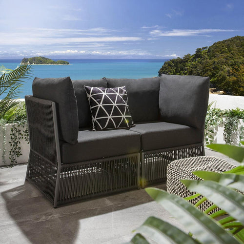 Cole Modular Outdoor Garden Sofa Set Charcoal Grey 148cm S2