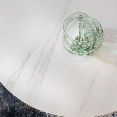 Quatropi Small Round White Coffee Table Luxury Marble Effect Ceramic 90cm