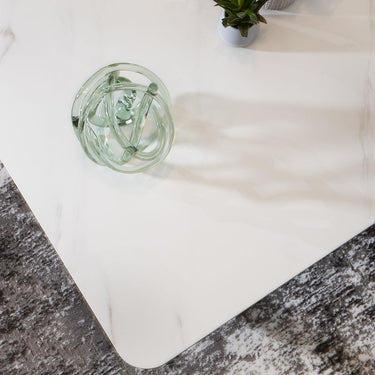 Quatropi Small Square Coffee Table Premium White Marble Effect Ceramic 80cm