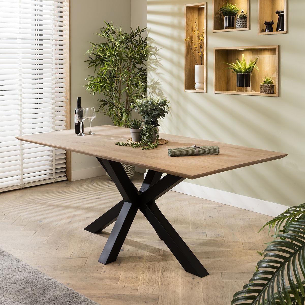 Solid Natural Wood Dining Table With 6 Chairs Dining Set Mink 190cm – Quatropi