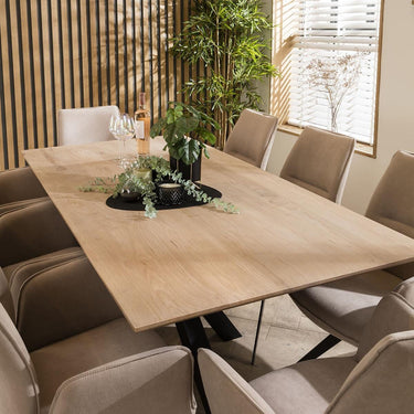 Quatropi Solid Natural Wood Dining Table With 8 Chairs Dining Set Mink 190cm