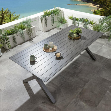 Quatropi Star 8 Seater Outdoor Garden Dining Table Grey Wood Effect 220cm
