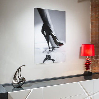 Quatropi Stunning Large photographic Art On Acrylic.Stiletto and Handcuffs 4720
