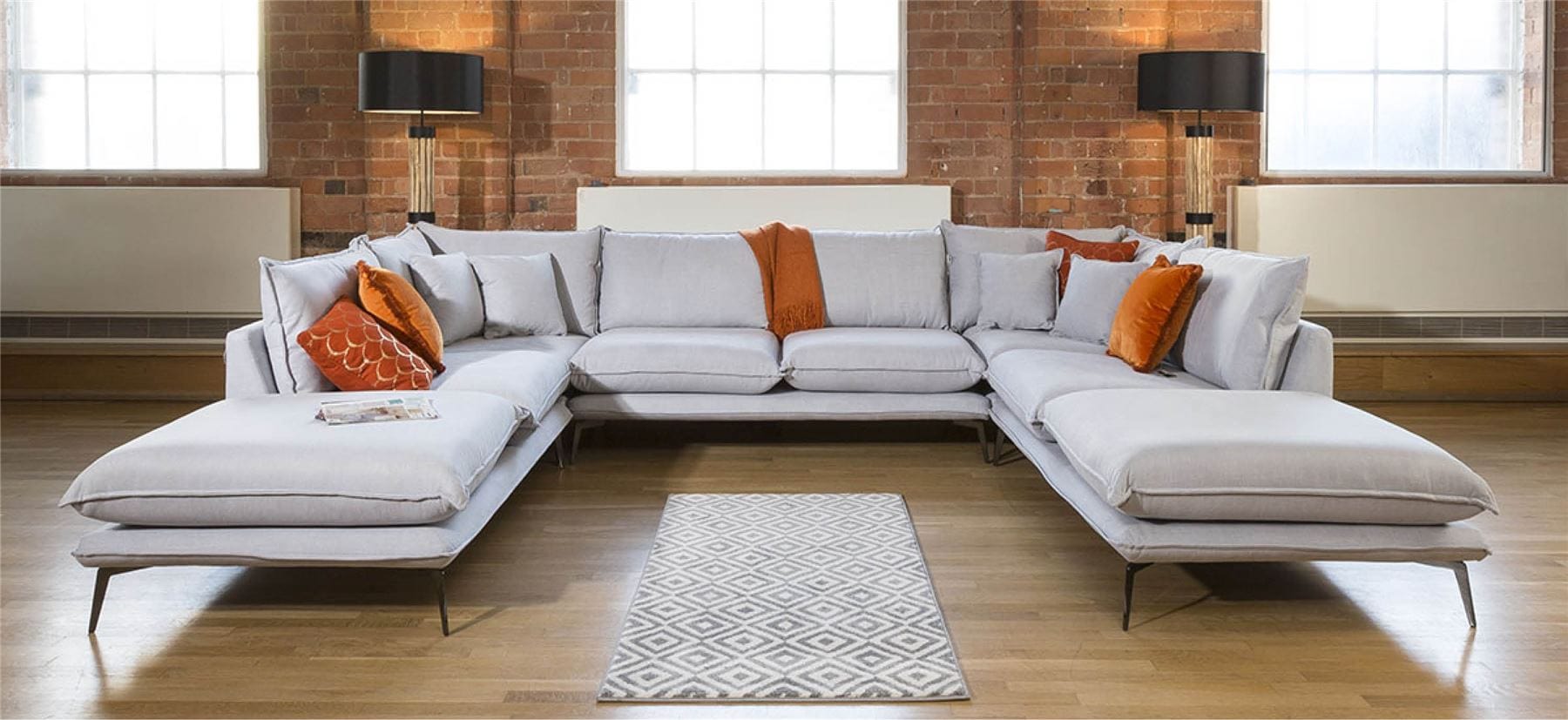 Quatropi Stunning Rachel Massive U Shape Modular Sofa Many Fabrics 3.45 x 2.55m