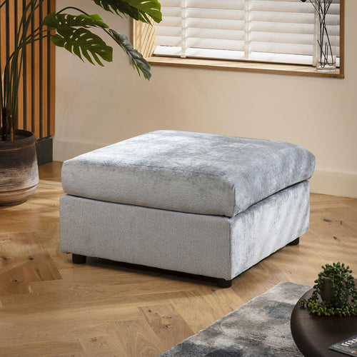 Sully Footstool Section Blue Chenille 80x80cm