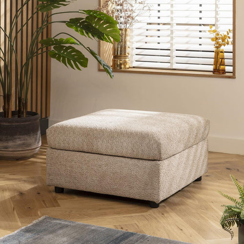 Sully Footstool Section Teddy Boucle Biscuit Beige 80x80cm