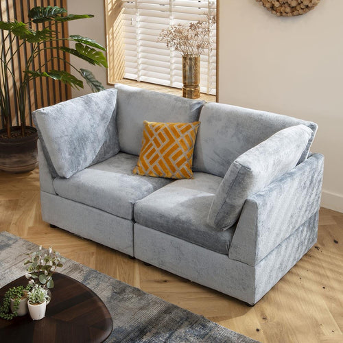 Sully Small 2 Seater Sofa Blue Chenille 160x80cm 2S