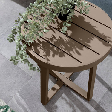 Quatropi Sun Round Aluminium Outdoor Garden Side Table Beige 40cm