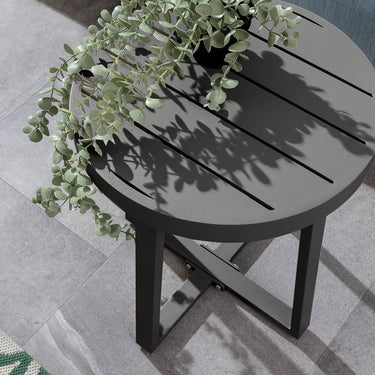 Quatropi Sun Round Aluminium Outdoor Garden Side Table Grey 40cm
