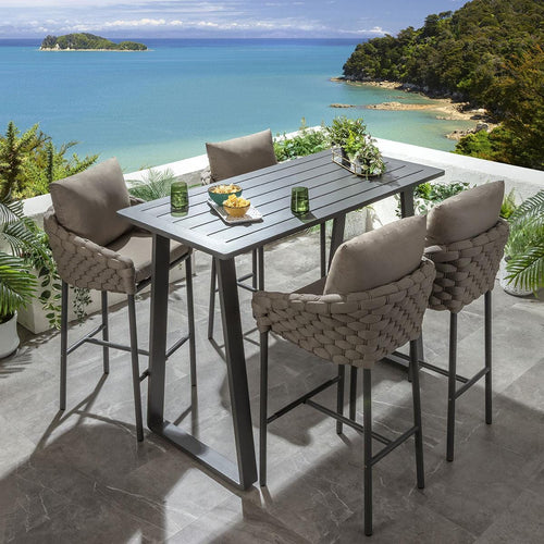 Sundowner 4 Seater Outdoor Garden Bar Set Coffee & Grey Aluminium