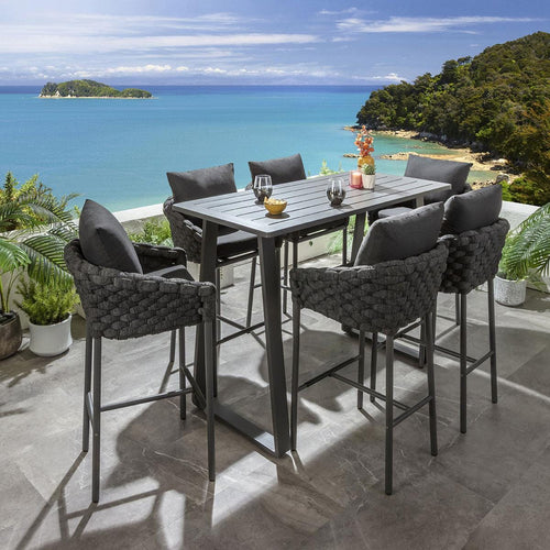 Sundowner 6 Seater Outdoor Garden Bar Set Charcoal & Grey Aluminium