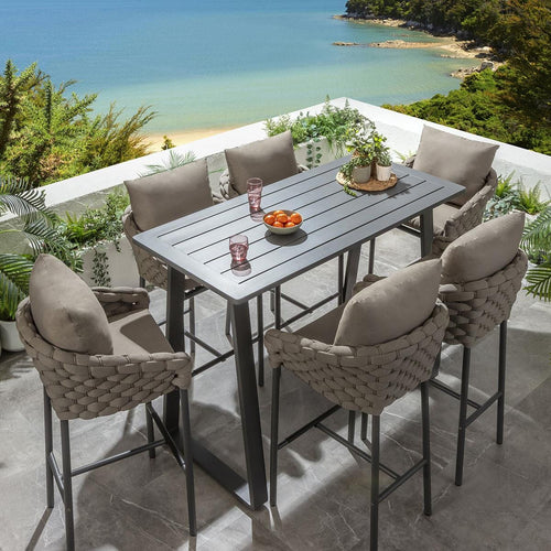 Sundowner 6 Seater Outdoor Garden Bar Set Coffee & Grey Aluminium