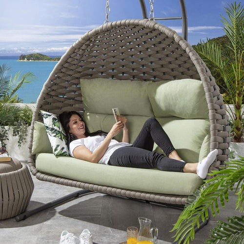 Sundowner Double Hanging Egg Chair Coffee & Green