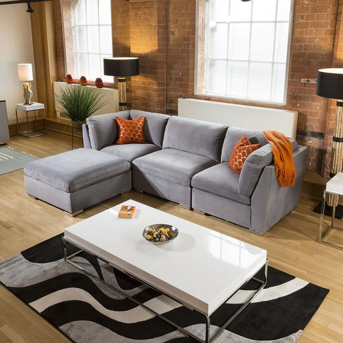 Super Comfy Mikey Corner Sofa Medium Grey 4 Seater Open End 2L