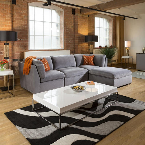 Super Comfy Mikey Corner Sofa Medium Grey 4 Seater Open End 2R