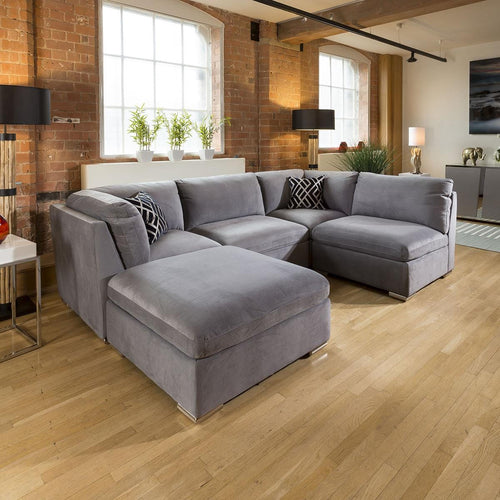Super Comfy Mikey Corner Sofa Medium Grey 5 Seater U Shape 3L