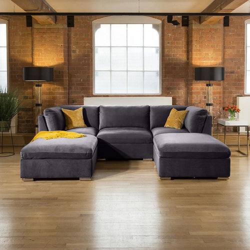 Super Comfy Mikey Sofa Dark Grey 5 Seater Corner U Open Ends 4