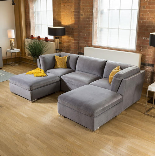 Super Comfy Mikey Sofa Medium Grey 5 Seater Corner U Open Ends 4