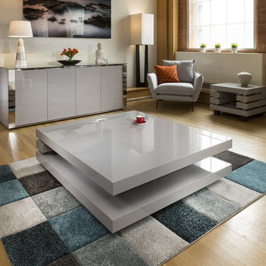 Quatropi Superb Extra Large Modern Square Grey Gloss 1.2mt Coffee Table 397E