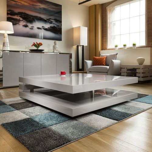 Superb Extra Large Modern Square Grey Gloss 1.2mt Coffee Table 397E