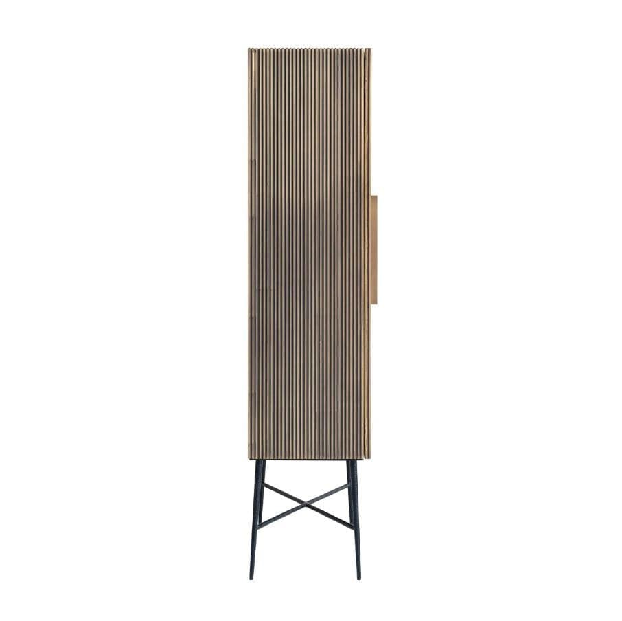 Quatropi Tall Contemporary Storage Cabinet With Doors - Gold With Black Marble Top - Ironville