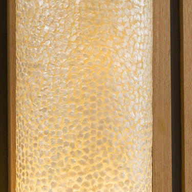 Quatropi Tall Elegant Cylindrical Ivory Shell Patterned Floor Lamp 100cm