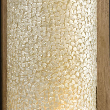 Quatropi Tall Elegant Cylindrical Ivory Shell Patterned Floor Lamp 100cm