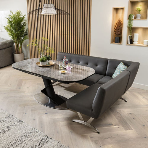 Taylor 5 Seater Ceramic Extending Corner Bench Dining Set Grey LRT