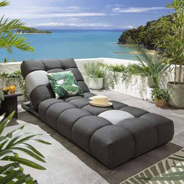 Quatropi Unique Garden Cushioned Sun Lounger Dark Grey Sunbrella Outdoor Fabric