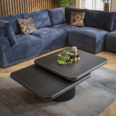 Quatropi Unique Large Swivel Top Black Oak Coffee Table 120x80cm