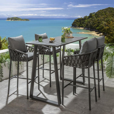 Quatropi Verity 4 Seater Outdoor Garden Bar Set Grey Aluminium