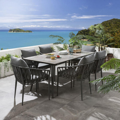 Verity 6 Seater Ceramic Garden Dining Set Grey