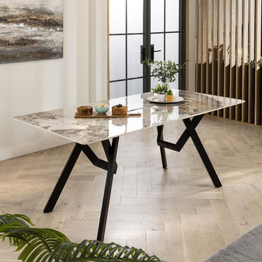 Quatropi White Ceramic Dining Table And 6 Chairs Teal Velvet Dining Set 180cm