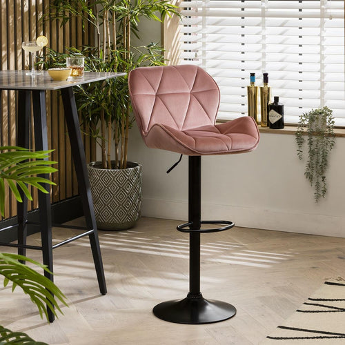 Harper Adjustable Velvet Bar Stool Pink