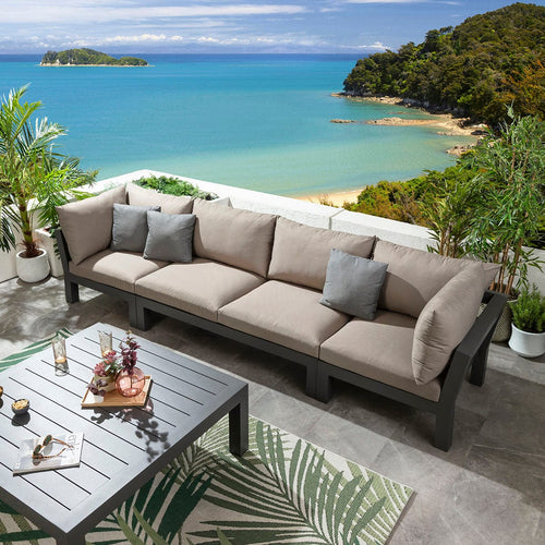 Zara Modular Outdoor Garden Sofa Set Coffee Beige 350cm S5