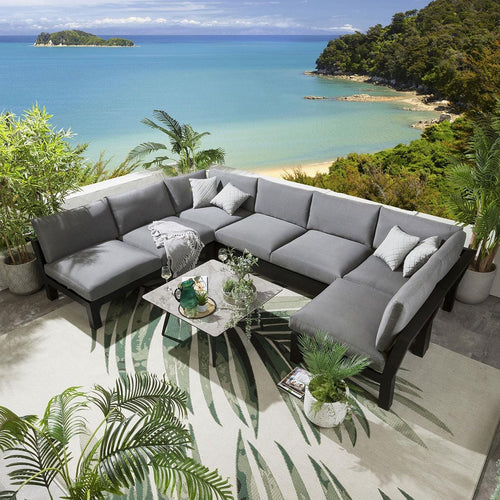 Zara Modular Outdoor U-Shape Garden Corner Sofa Set Grey 350x257cm U8