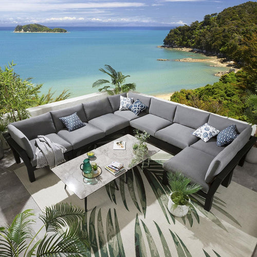 Zara Modular Outdoor U-Shape Garden Corner Sofa Set Grey 350x350cm U10