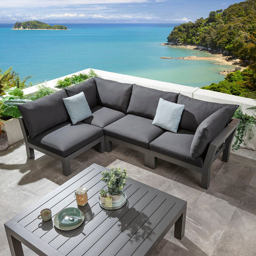Zara Modular Outdoor Garden Corner Sofa Set Mono Grey 268x175cm L5