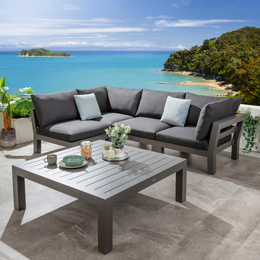 Quatropi Zara Modular Outdoor Garden Corner Sofa Set Mono Grey 268x175cm L5