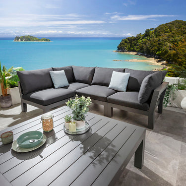 Quatropi Zara Modular Outdoor Garden Corner Sofa Set Mono Grey 268x175cm L5
