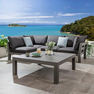 Quatropi Zara Modular Outdoor Garden Corner Sofa Set Mono Grey 268x175cm L5