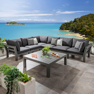 Quatropi Zara Modular Outdoor Garden Corner Sofa Set Mono Grey 350x268cm L8