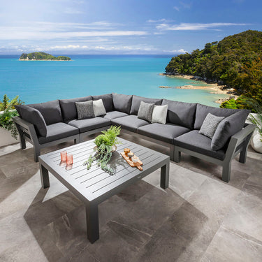 Quatropi Zara Modular Outdoor Garden Corner Sofa Set Mono Grey 350x268cm L8