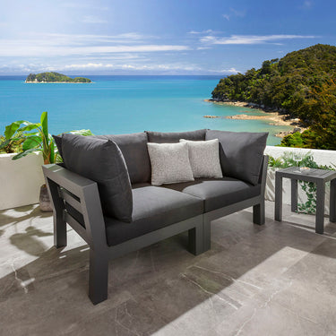 Quatropi Zara Modular Outdoor Garden Sofa Set Mono Grey 186cm S2