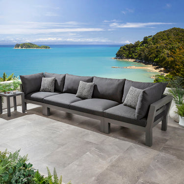 Quatropi Zara Modular Outdoor Garden Sofa Set Mono Grey 350cm S5