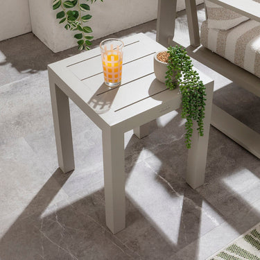 Quatropi Zara Outdoor Garden Square Aluminium Side Table Light Grey 40cm