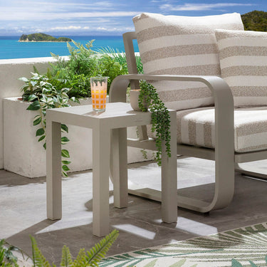 Quatropi Zara Outdoor Garden Square Aluminium Side Table Light Grey 40cm