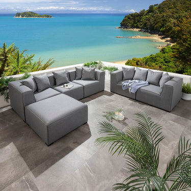 Quatropi Zeus Modular Outdoor 2 & 3 Seater Garden Sofa Set with Coffee Table Grey 250cm & 180cm S4+S2